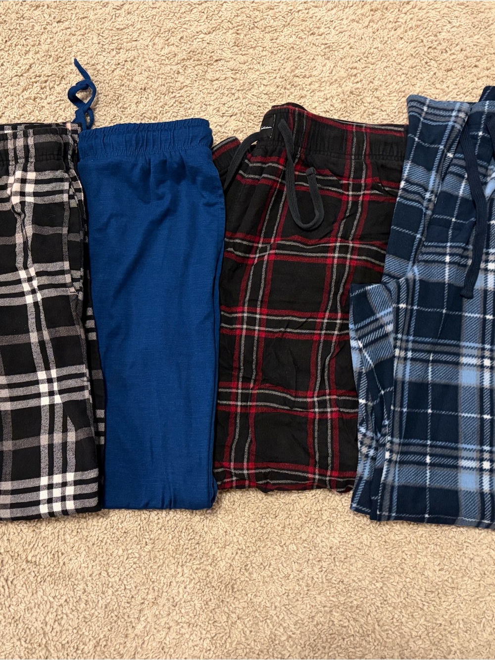 Sonoma and Hollister Men's SM Plaid and Solid Pajama Bottoms in Blue, Black, Red